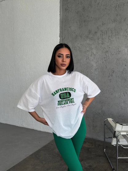 Sanfrancisco Baskılı Oversize T-shirt.